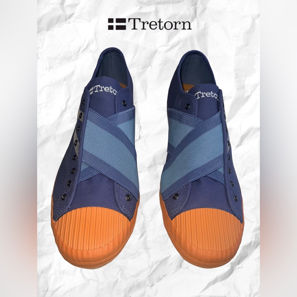 Tretorn Navy and Orange Laceless Casual Sneakers